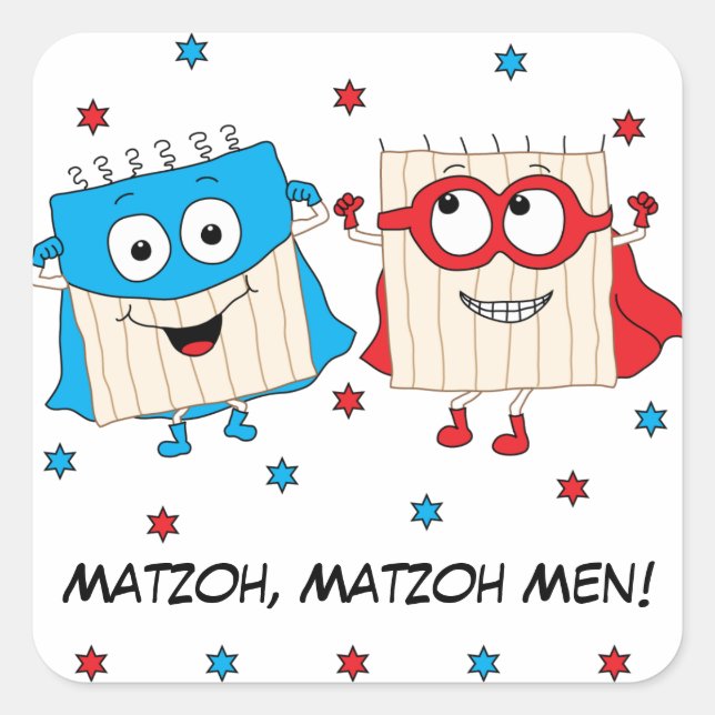 Passover Sticker Square "Matzoh, Matzoh Men!" (Front)