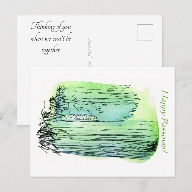 Passover, When we can't be together Green Forest Postcard (Front/Back)