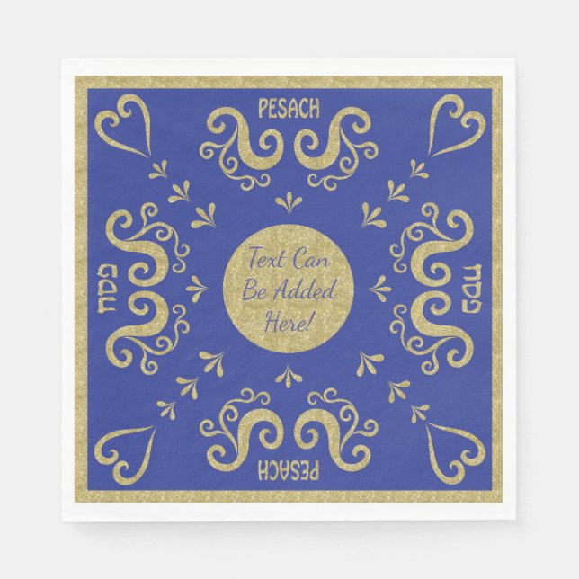 Passover White Standard Napkins Gold Elegant (Front)