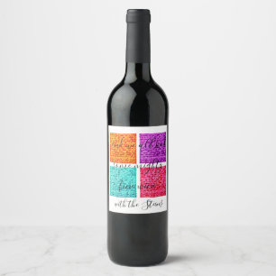 Passover Wine Bottle Label Colourful Matzahs