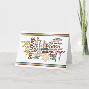 Passover Words and Matzah Star Card