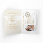 Passport Destination Wedding Faux gold invitation