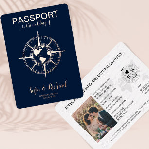 Passport Destination Wedding Gold Foil World Map