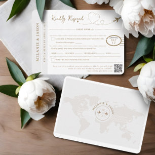 Passport Destination Wedding Travel Theme RSVP Card