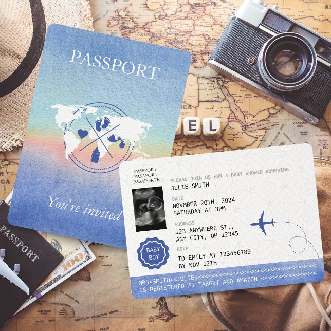 Passport Gender Neutral Travel Baby Shower Rainbow Invitation (Creator Uploaded)