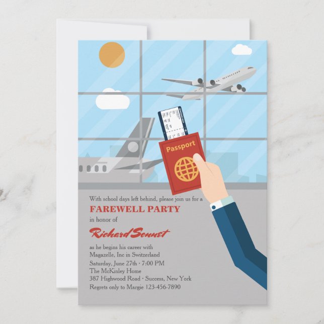 Passport in Hand Farewell Party Invitation (Front)