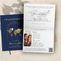 Passport Map Boho Arch Navy Destination Wedding