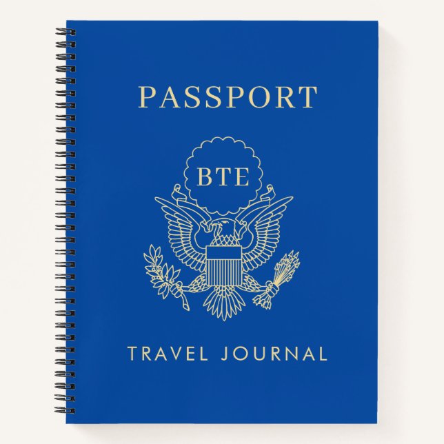 Passport Monogram Custom Travel Journal Notebook (Front)