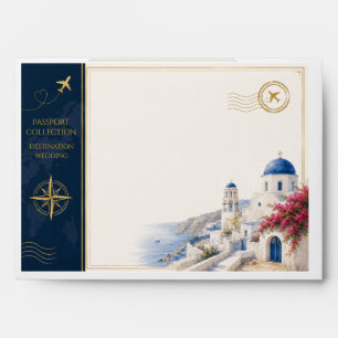 Passport Santorini Wedding Addressed Envelope