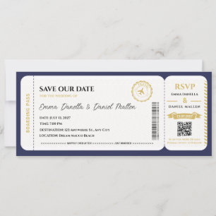 Passport Save the Date Wedding Destination Travel 