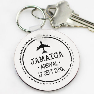 Passport Stamp Jamaica Destination Wedding Favour Key Ring