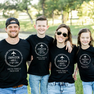 Passport Stamp Jamaica Family Vacation Black T-Shirt