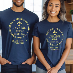 Passport Stamp Jamaica Family Vacation Blue T-Shirt