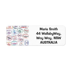 Passport Stamp Pattern Print