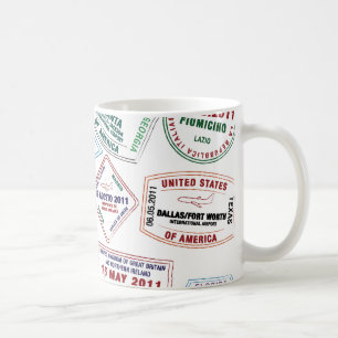 Passport Stamp Pattern Print Coffee Mug