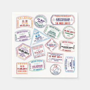 Passport Stamp Pattern Print Napkin