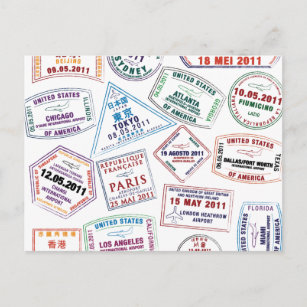 Passport Stamp Pattern Print Postcard