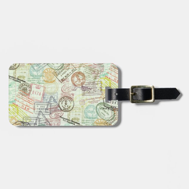 Passport Stamp Print Luggage Tag (Front Horizontal)