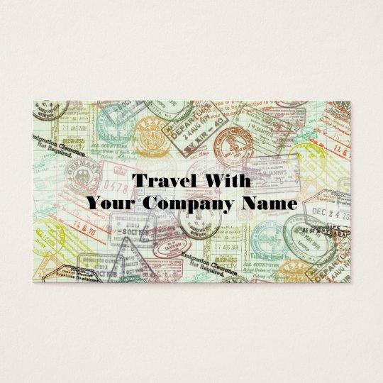Passport Stamp Travel Print Business Card