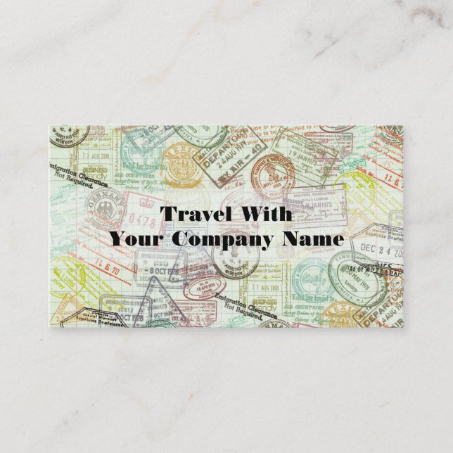 Passport Stamp Travel Print Business Card (Front)