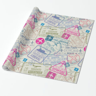Passport Stamp Wrapping Paper