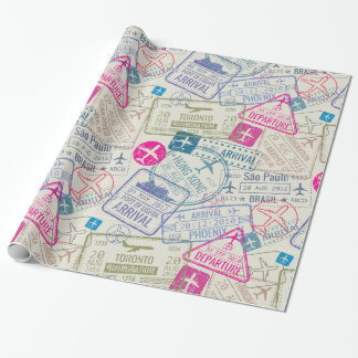 Passport Stamp Wrapping Paper