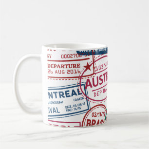 Passport Stamps Addict Retro World Traveler  Coffee Mug