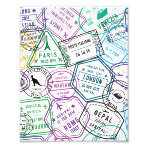 Passport Stamps Addict Retro World Traveler Photo Print