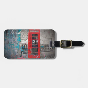 passport stamps London Red Telephone Booth Luggage Tag
