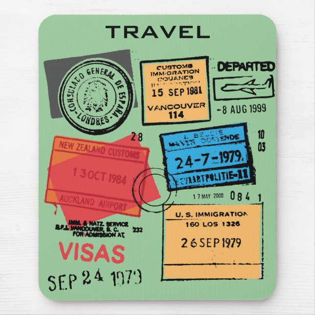 Passport Stamps Mousepad (Front)