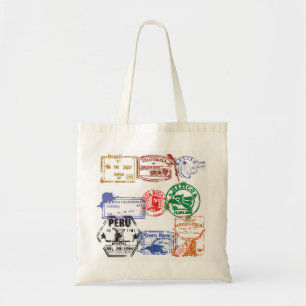 passport stamps tote bag