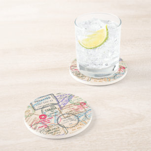 Passport Stamps Travel Coaster