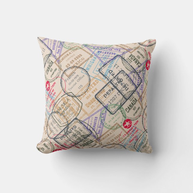 Passport Stamps Travel Cushion (Front)