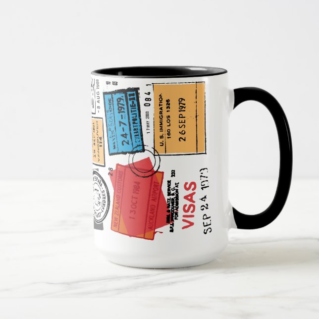Passport Stamps Travel Design Mug (Right)