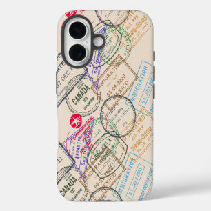 Passport Stamps Travel iPhone 16 Case