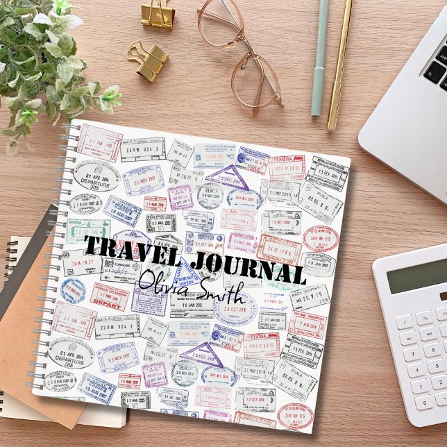 Passport Stamps,Travel Journal, Custom Lined Notebook (Creator Uploaded)