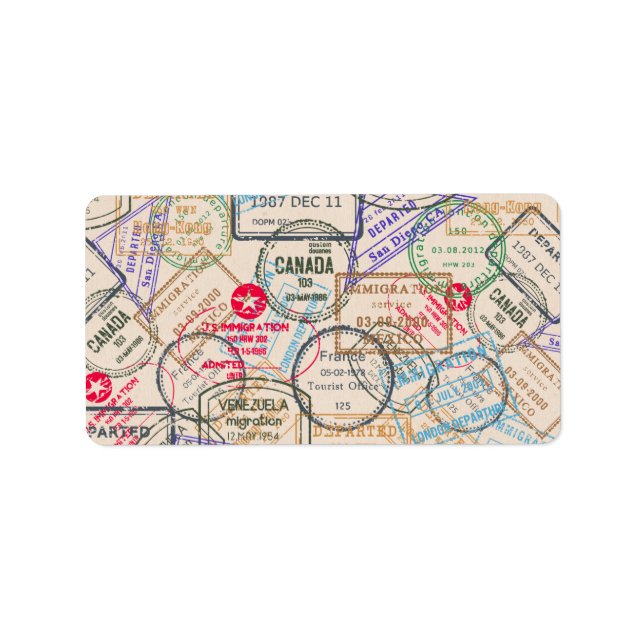 Passport Stamps Travel Label (Front)