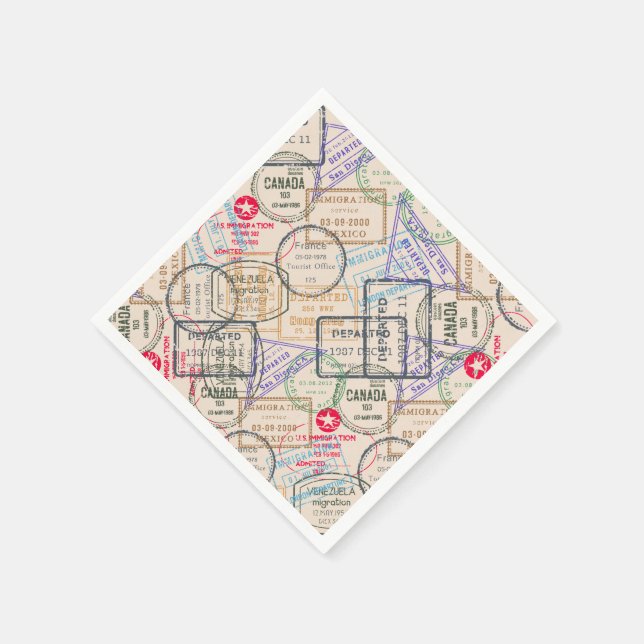 Passport Stamps Travel Napkin (Corner)