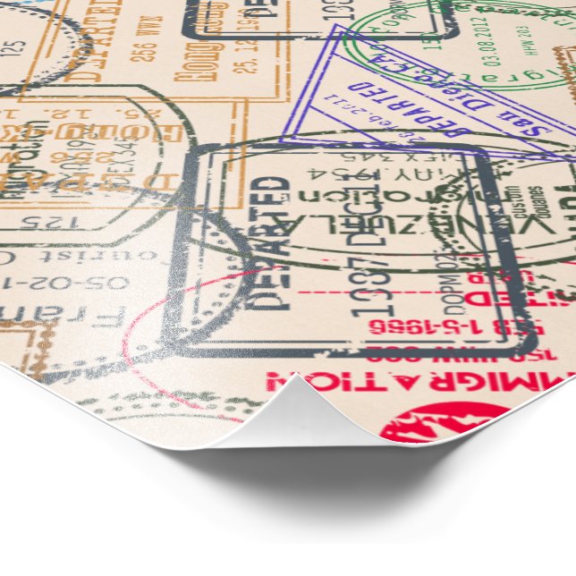 Passport Stamps Travel Photo Print (Corner)