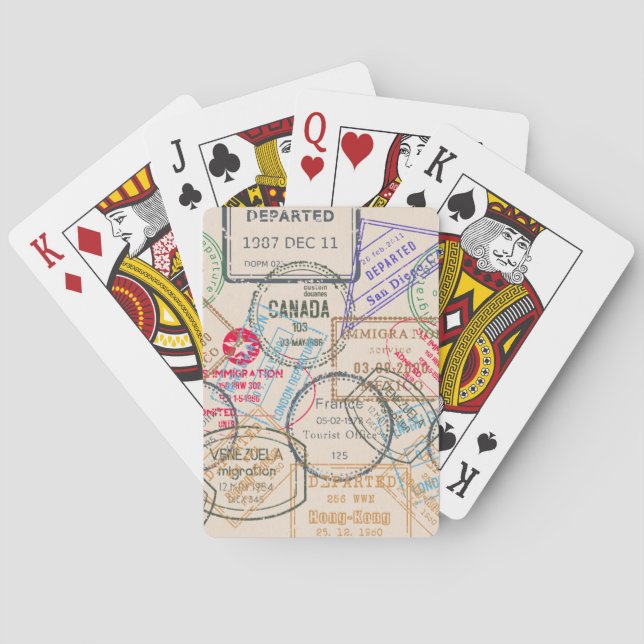Passport Stamps Travel Playing Cards (Back)