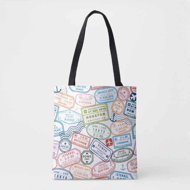 Passport stamps traveller tote bag (Front)