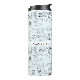 Passport Stamps Wanderlust travel quote template Thermal Tumbler