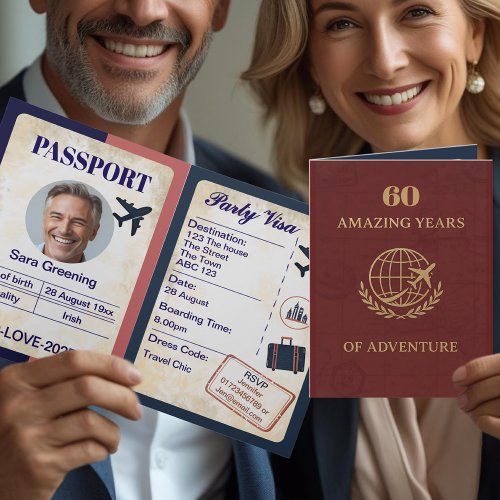 a party invitation that looks like a passport