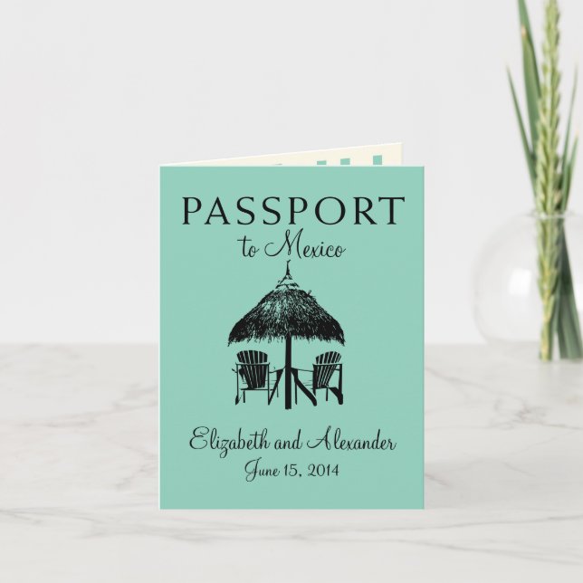 Passport to Cancun Mexico Wedding Invitation (Front)