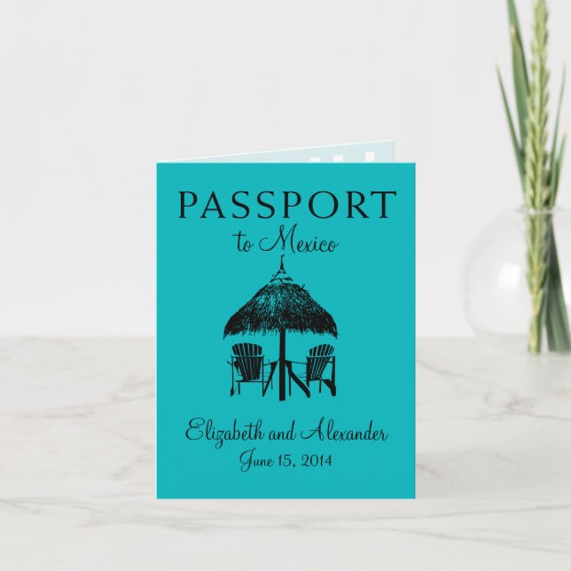 Passport to Cancun Mexico Wedding Invitation (Front)