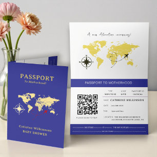 Passport To Motherhood Baby Shower Adventure  Announcement