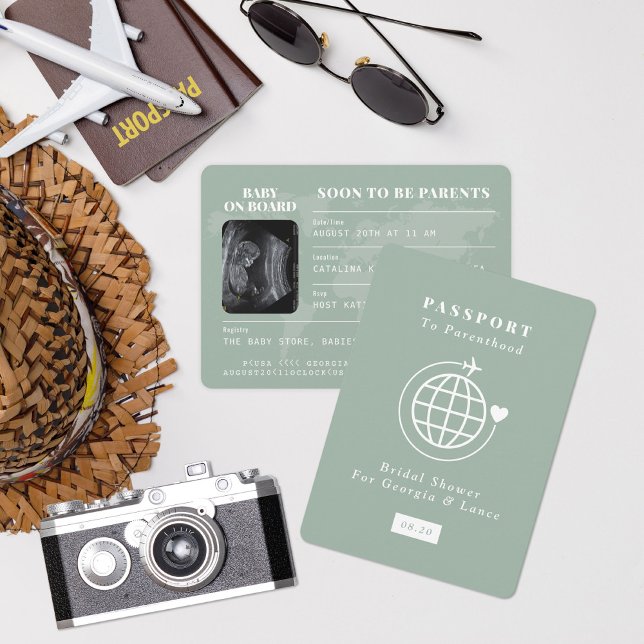 Passport to Parenthood Travel Theme Baby Shower Invitation (Creator Uploaded)