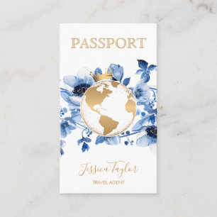 Passport Travel Agency World Map Boarding Pass Business Card