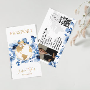 Passport Travel Agency World Map Boarding Pass Business Card