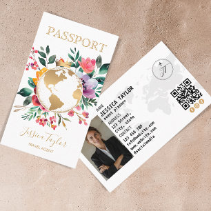 Passport Travel Agency World Map Boarding Pass Business Card